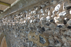 Area where the cement mortar has been raked ou