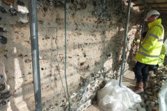 Areas where larger amounts of material have been removed. Waiting for the weather to warm up so that they can be re-built