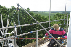Bill guides the rod into the centre of the hollow windshaft